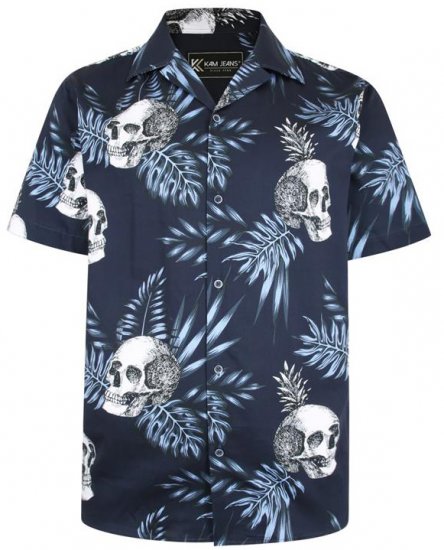 Kam Jeans P015 Casual Shirt with Skull Print - Hemden - Overhemden Grote Maten Heren