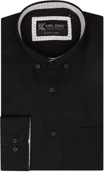 Kam Jeans P020 Premium Long sleeve Oxford Shirt Black - Hemden - Overhemden Grote Maten Heren