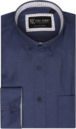 Kam Jeans P020 Premium Long sleeve Oxford Shirt Navy - Hemden - Overhemden Grote Maten Heren