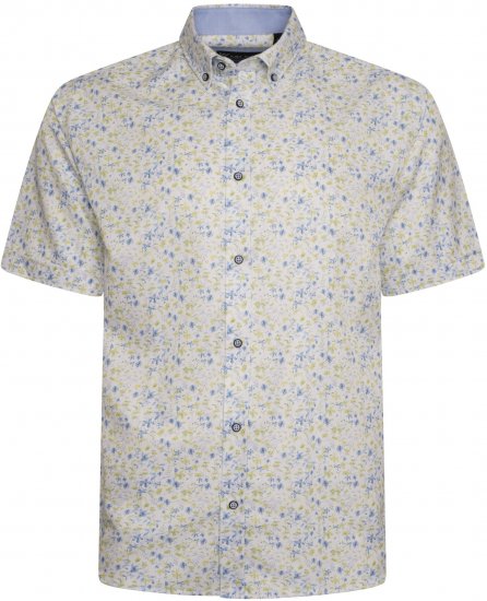 Kam Jeans P036 Premium Floral Print Shirt White - Hemden - Overhemden Grote Maten Heren