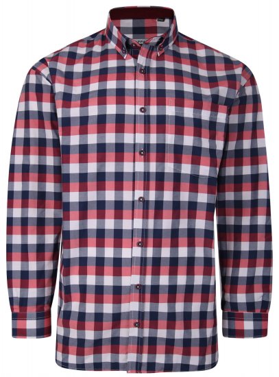 Kam Jeans P642 Premium Large Check Shirt LS Red - Hemden - Overhemden Grote Maten Heren