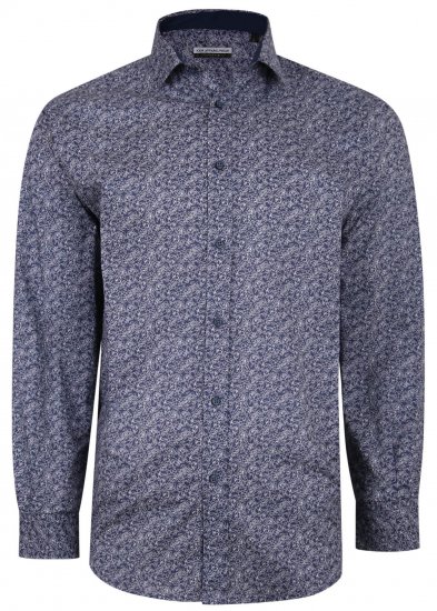 Kam Jeans P680 Floral Print Shirt Navy - Hemden - Overhemden Grote Maten Heren