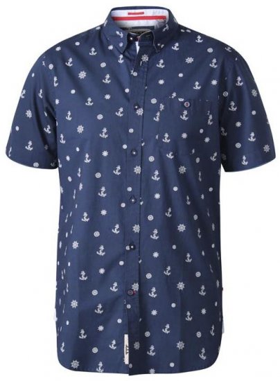 D555 Kirk Short Sleeve Shirt Navy - Hemden - Overhemden Grote Maten Heren