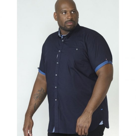 D555 Tim Short Sleeve Shirt Navy - Hemden - Overhemden Grote Maten Heren