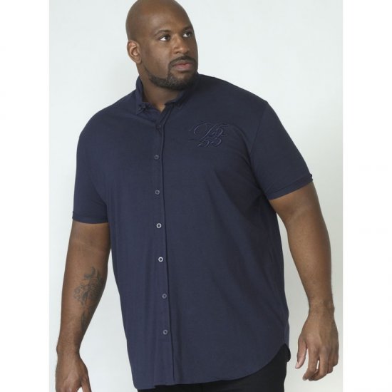 D555 Beaver Couture Jersey Shirt Navy - Hemden - Overhemden Grote Maten Heren