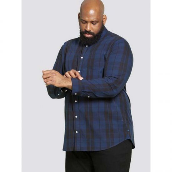 D555 Davenport Long Sleeve Shirt Navy - Hemden - Overhemden Grote Maten Heren