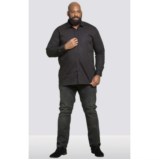 D555 Michael Couture Stretch Shirt Black - Hemden - Overhemden Grote Maten Heren