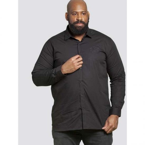 D555 Michael Couture Stretch Shirt Black - Hemden - Overhemden Grote Maten Heren