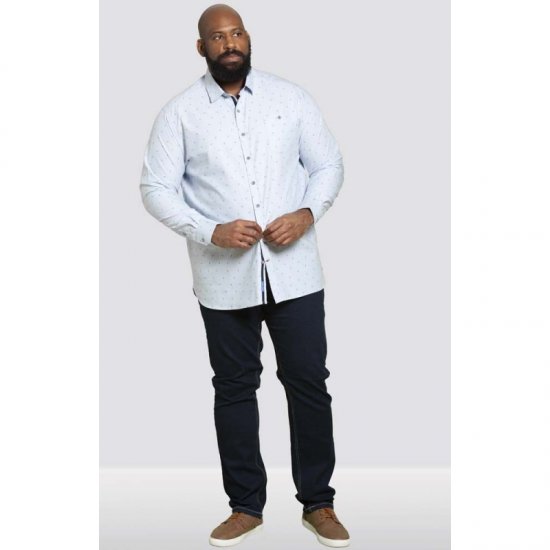 D555 Addington Printed Oxford Shirt Blue - Hemden - Overhemden Grote Maten Heren