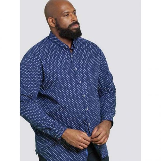 D555 Bainton Long Sleeve Shirt Navy - Hemden - Overhemden Grote Maten Heren