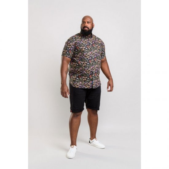 D555 Emmet Floral Shirt Black - Hemden - Overhemden Grote Maten Heren