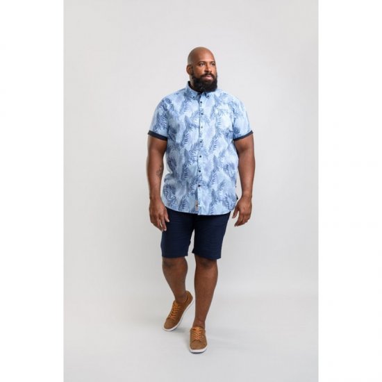 D555 Santana Hawaii Shirt Sky Blue - Hemden - Overhemden Grote Maten Heren