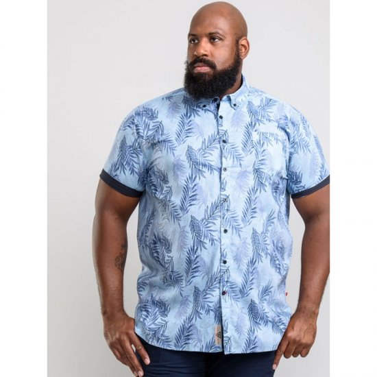 D555 Santana Hawaii Shirt Sky Blue - Hemden - Overhemden Grote Maten Heren