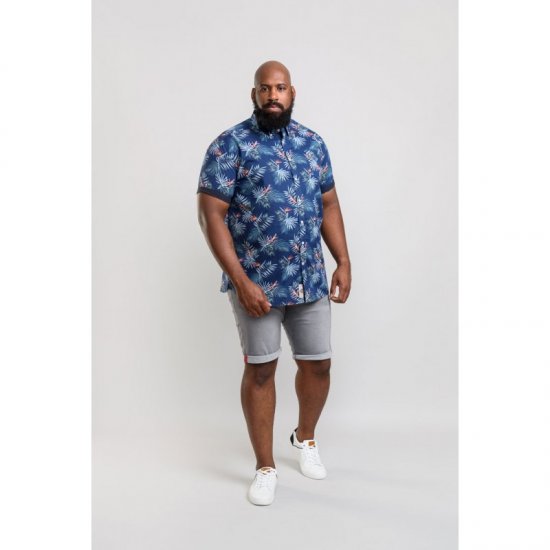D555 Reuben Hawaii Shirt Navy - Hemden - Overhemden Grote Maten Heren