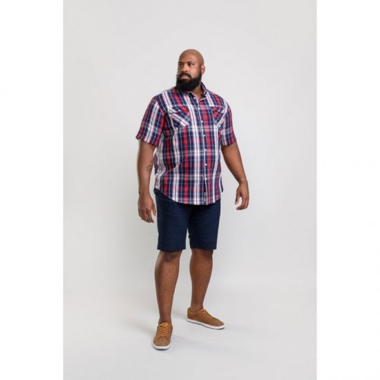 D555 Terell Shirt Navy/Red - Hemden - Overhemden Grote Maten Heren