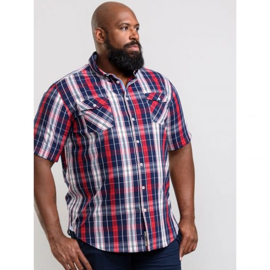 D555 Terell Shirt Navy/Red - Hemden - Overhemden Grote Maten Heren