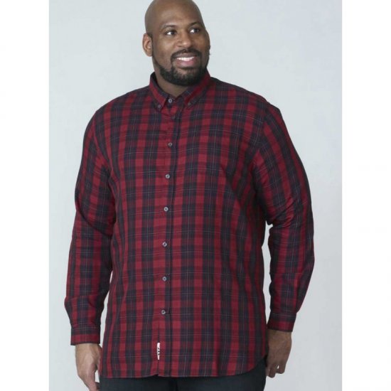 D555 Theo Long Sleeve Check Shirt - Hemden - Overhemden Grote Maten Heren