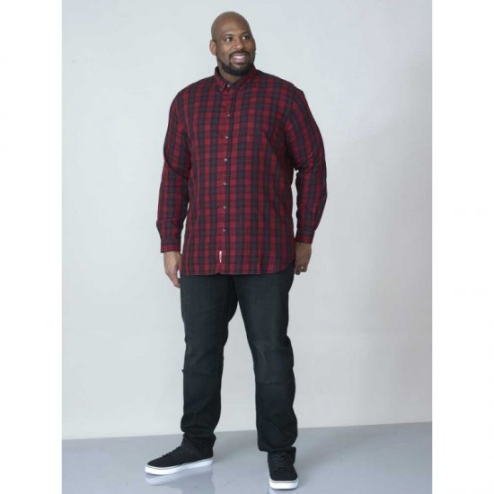 D555 Theo Long Sleeve Check Shirt - Hemden - Overhemden Grote Maten Heren