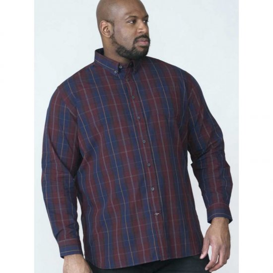 D555 Grady Long Sleeve Check Shirt - Hemden - Overhemden Grote Maten Heren