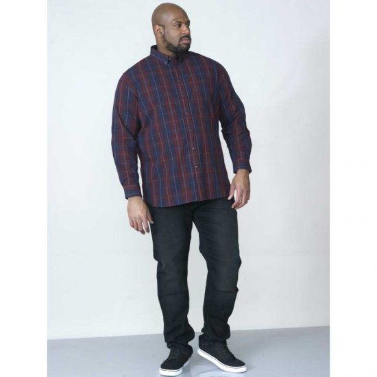 D555 Grady Long Sleeve Check Shirt - Hemden - Overhemden Grote Maten Heren