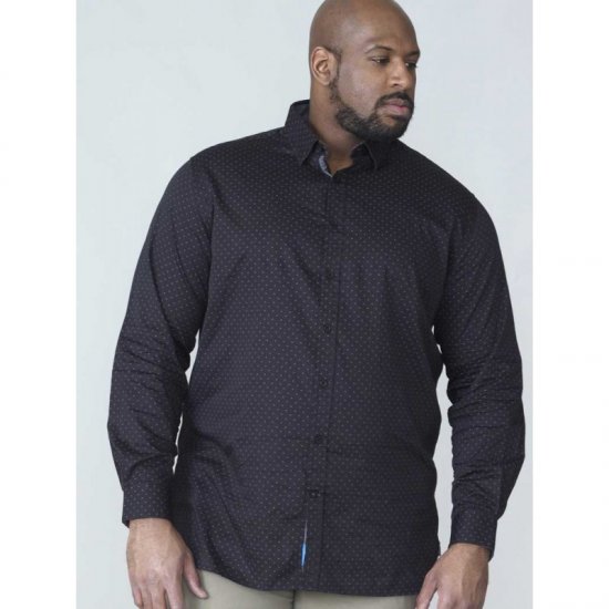 D555 Jahine Long Sleeve Printed Shirt Black - Hemden - Overhemden Grote Maten Heren