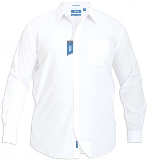 D555 Aiden Easy Iron-Shirt White - Hemden - Overhemden Grote Maten Heren