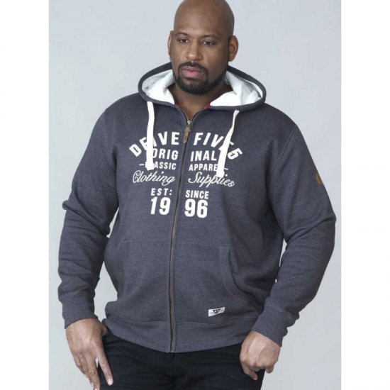 D555 Vadal Full Zip Hoodie Charcoal - Sweaters & hoodies - Sweaters & Hoodies Grote Maten Heren