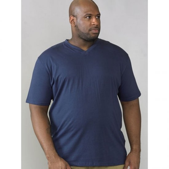 D555 Signature V-neck T-shirt Navy - T-shirts - Grote Maten T-shirts Heren