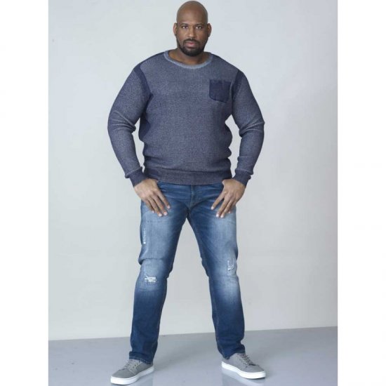 D555 Bryson Crewneck Sweater with Pocket Navy - Sweaters & hoodies - Sweaters & Hoodies Grote Maten Heren