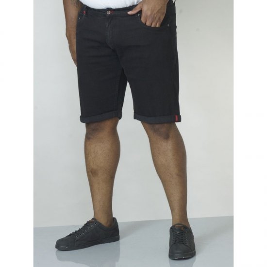D555 Jude Stretch Denim Shorts Black - Shorts - Grote Maten Korte Broeken Heren