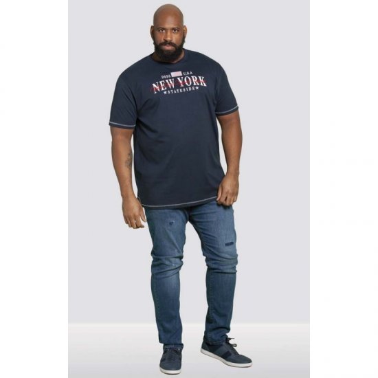 D555 Thornton Embroidery T-shirt Navy - T-shirts - Grote Maten T-shirts Heren