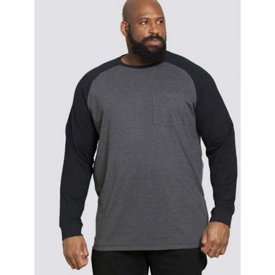 D555 Illinois Long Sleeve T-shirt Charcoal - T-shirts - Grote Maten T-shirts Heren