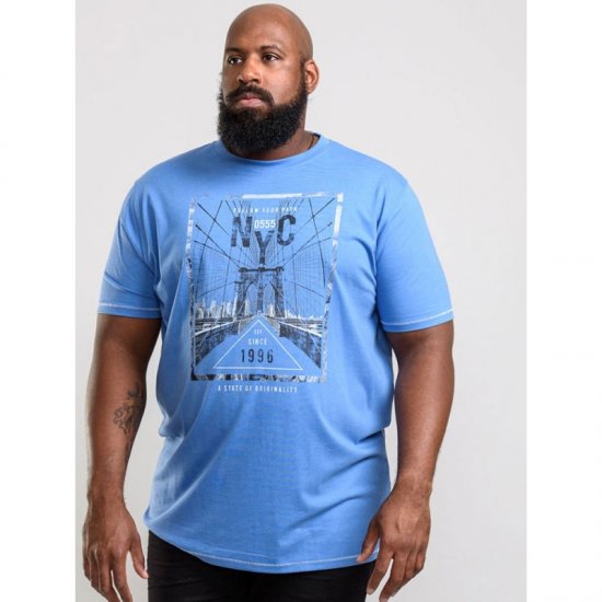 D555 Monty T-shirt Blue - T-shirts - Grote Maten T-shirts Heren