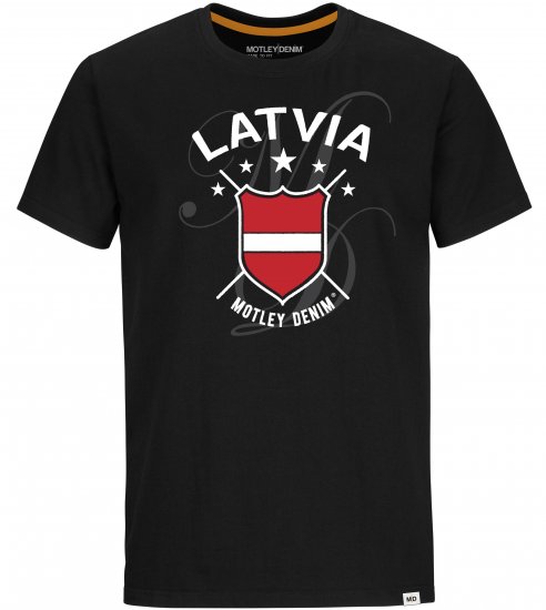 Motley Denim Latvia T-shirt Black - T-shirts - Grote Maten T-shirts Heren