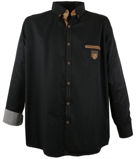 Lavecchia 1980 Long sleeve Shirt Dark Black - Hemden - Overhemden Grote Maten Heren