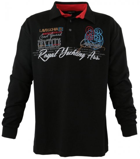 Lavecchia 2024 Printed Sweatshirt with collar Black - Sweaters & hoodies - Sweaters & Hoodies Grote Maten Heren