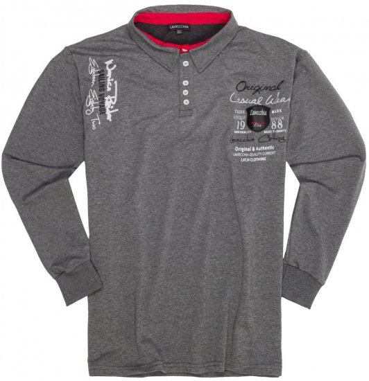 Lavecchia 2025 Printed Sweatshirt with collar Charcoal - Sweaters & hoodies - Sweaters & Hoodies Grote Maten Heren