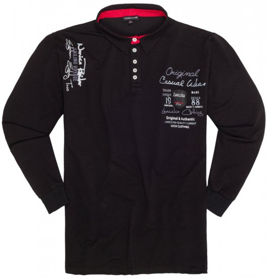 Lavecchia 2025 Printed Sweatshirt with collar Black - Sweaters & hoodies - Sweaters & Hoodies Grote Maten Heren