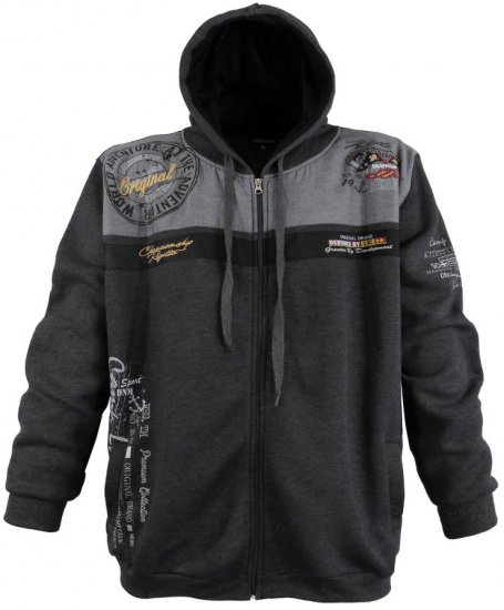 Lavecchia 2022 Printed Zipper Hoodie Charcoal - Sweaters & hoodies - Sweaters & Hoodies Grote Maten Heren