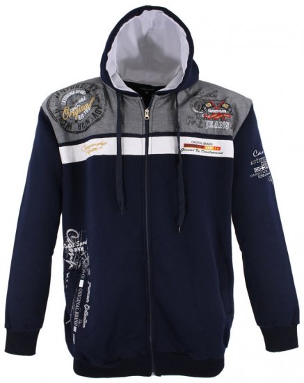 Lavecchia 2022 Printed Zipper Hoodie Navy - Sweaters & hoodies - Sweaters & Hoodies Grote Maten Heren