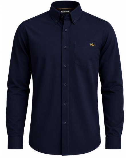 Motley Denim Lisbon Long Sleeve Shirt Navy - Hemden - Overhemden Grote Maten Heren