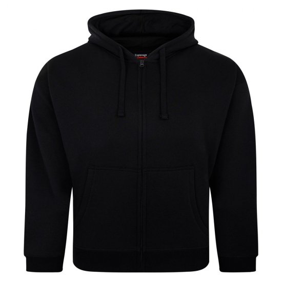 Espionage LW162 Hooded Zip Through Sweat Shirt Zwart - Sweaters & hoodies - Sweaters & Hoodies Grote Maten Heren