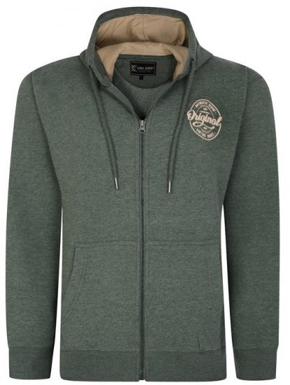 Kam Jeans 7060 Zip Thru Originals Denim Hoodie Khaki - Sweaters & hoodies - Sweaters & Hoodies Grote Maten Heren