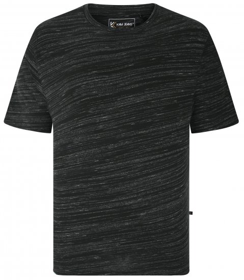 Kam Jeans 5738 Injected Marl Crew Neck T-Shirt Black - T-shirts - Grote Maten T-shirts Heren