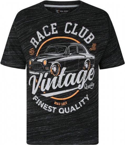 Kam Jeans 5740 Race Club Injected Marl Tee Black - T-shirts - Grote Maten T-shirts Heren