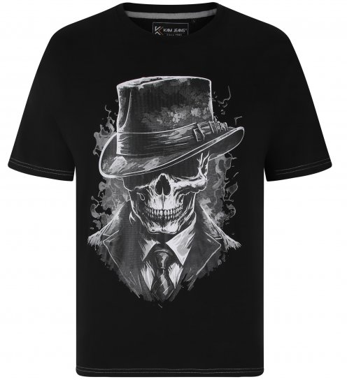 Kam Jeans 5734 Gentleman Skull Printed Black - T-shirts - Grote Maten T-shirts Heren