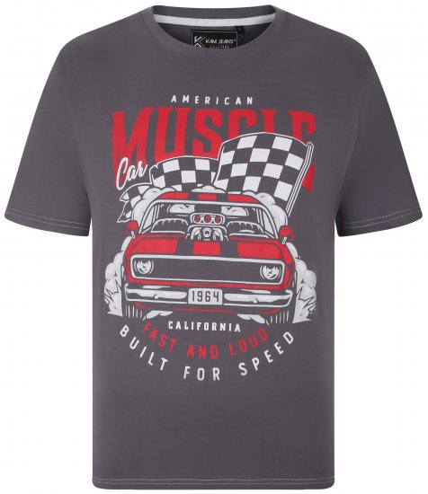 Kam Jeans 5732 Amercian Muscle Print T-Shirt Slate - T-shirts - Grote Maten T-shirts Heren