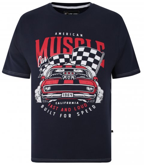 Kam Jeans Amercian Muscle Print T-Shirt Navy - T-shirts - Grote Maten T-shirts Heren
