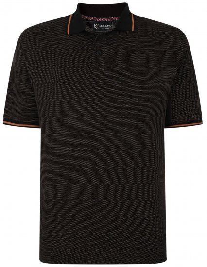 Kam Jeans 5486 Dobby Print Jersey Polo Black - Polo shirts - Grote Maten Poloshirts Heren