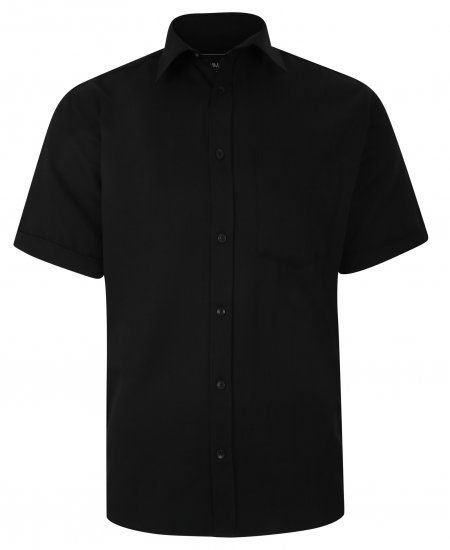 Kam Jeans 6283 Casual SS Herringbone Shirt Black - Hemden - Overhemden Grote Maten Heren